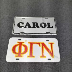 Carol & Phi Gamma Nu Professional Fraternity Novelty License Plate Decor Set